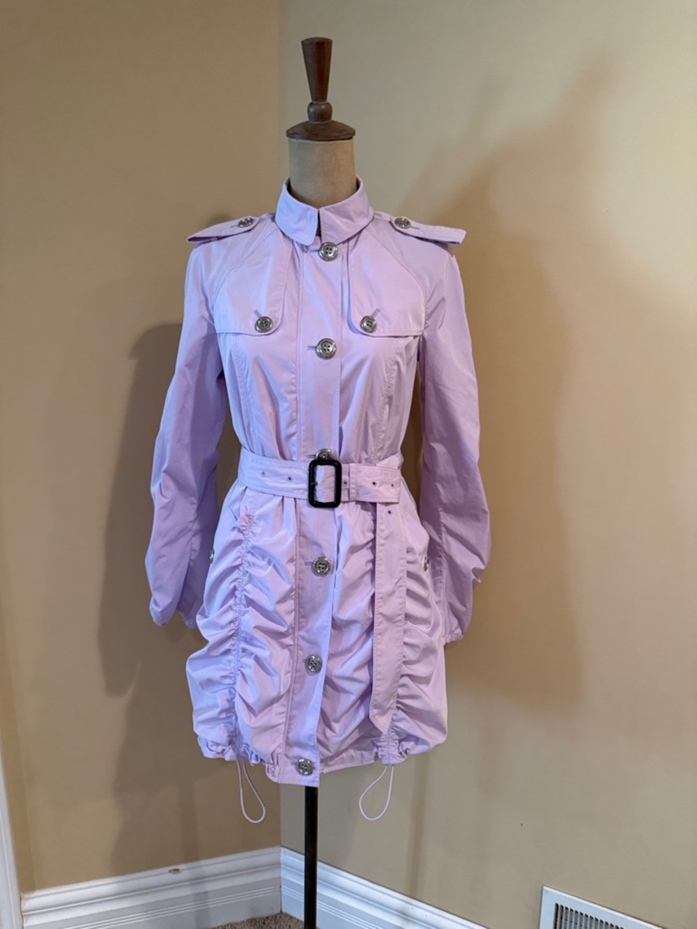 Lavender Burberry Bubble Hem Trench Coat